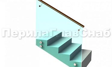 Ограждение с деревянным поручнем на выносе на точечном креплении на лестнице купить в Самаре