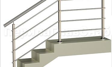 Четыре ригеля на держателях, круглый поручень и квадратные стойки купить в Самаре