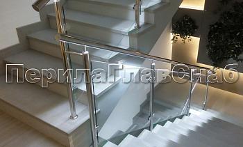 Нержавеющие перила и ограждения со стеклом и подсветкой в Самаре. Готовые проекты ПерилаГлавСнаб