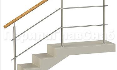 Два ригеля на сварке, круглый пластиковый поручень и круглые стойки купить в Самаре