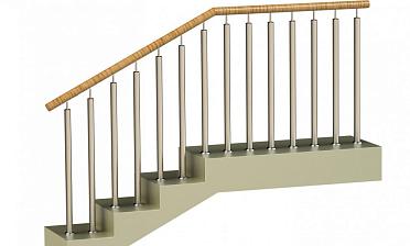 Ограждения с двумя стойками в каждую ступень с пластиковым поручнем и без ригелей купить в Самаре