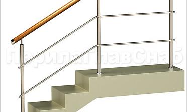 Два ригеля на держателях, круглый деревянный поручень и круглые стойки купить в Самаре