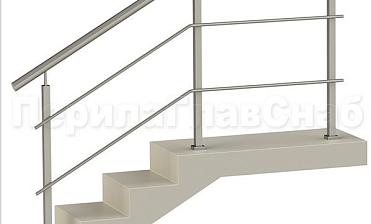 Два ригеля на сварке, круглый поручень и квадратные стойки купить в Самаре