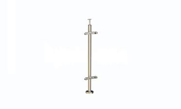 Стойка круглая  Ø38.1: 2 пластинчатых стеклодержателя, полированная, высота 950 мм (AISI 304) k729 купить в Самаре