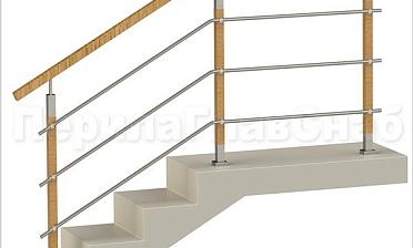 Три ригеля на держателях, квадратные деревянные поручень и стойки купить в Самаре