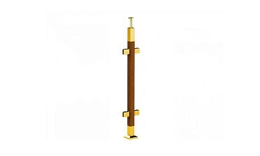 Готовая стойка 40х40х950 мм, деревянная, со вставками из нержавеющей стали 2х100 мм с 4 зажимными стеклодержателями, под золото k740-3-G купить в Самаре