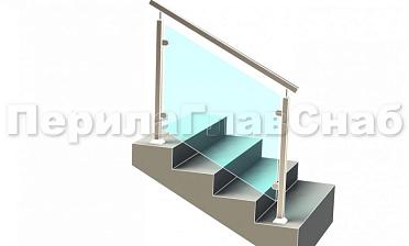 Ограждение лестницы с квадратным поручнем с зажимными стеклодержателями и квадратными стойками купить в Самаре