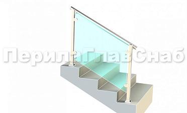 Ограждения для лестницы с поручнем на выносе с зажимными стеклодержателями и квадратными стойками купить в Самаре