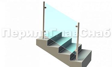 Ограждения лестницы без поручня с зажимными стеклодержателями и стойками купить в Самаре