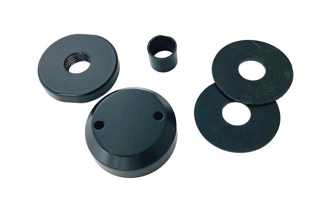 Комплект торцевого крепления несущего стекла, гайка-шайба Ø50х10х18 мм с внутренней резьбой М16, порошковая покраска RAL 9005 мат, AISI 304 Фk277-6-П