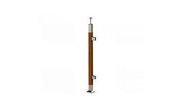 Готовая стойка 40х40х950 мм, деревянная, со вставками из нержавеющей стали 2х100 мм с 2 зажимными стеклодержателями k740-4-R купить в Самаре