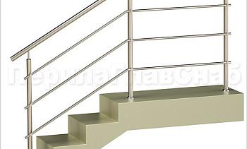 Три ригеля на держателях, круглый поручень и круглые стойки для крыльца в Самаре. Готовые проекты ПерилаГлавСнаб