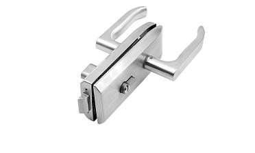 Замок для стеклянной двери с нажимной ручкой без притвора, евроцилиндр односторонний ключ/защелка, в комплекте ответная часть на стекло t155 SSS  купить в Самаре