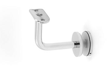 Держатель поручня Ø50.8 мм, на стекло 10-17 мм, Ø43х5 мм, вынос 60х70, нержавеющая сталь, полированная (AISI 304) k008-3 купить в Самаре