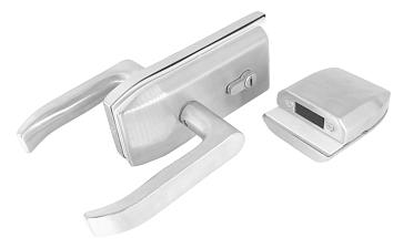 Замок с нажимной ручкой и притвором, евроцилиндр односторонний ключ/защелка, с ответной частью на стекло, шлифованный t155-3 SSS  купить в Самаре