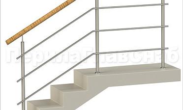 Три ригеля на сварке, круглый пластиковый поручень и круглые стойки купить в Самаре