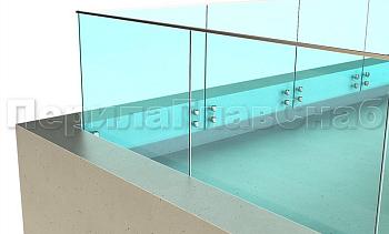 Ограждение на несущем стекле с торцевым креплением для крыш в Самаре. Готовые проекты ПерилаГлавСнаб