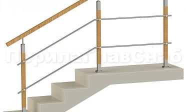 Два ригеля на держателях, квадратный деревянный поручень и квадратные деревянные стойки купить в Самаре