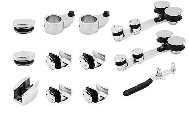 Комплект раздвижной системы для стеклянных дверей, AISI 304, полированный t406 купить в Самаре