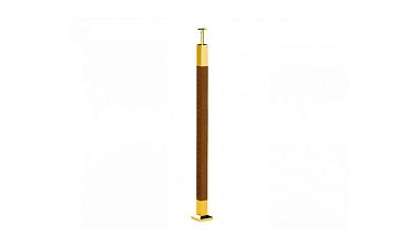 Готовая стойка 40х40х950 мм, деревянная нелакированная, со вставками из нержавеющей стали под золото 2х100 мм k740-G купить в Самаре