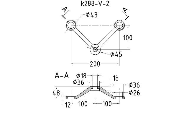Cпайдер, литой,полированный V-200мм, AISI 304, 2х26х38, 1х18х36/40мм, нагрузки: 1кН, 2кН k288-V-2 2
