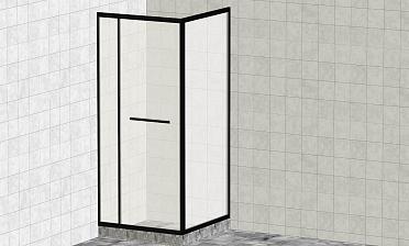 Комплект душевой с внутренней подвижной дверью,толщина стекла 8мм, 900х900х2000, AUSI 304, черная t470 Bl купить в Самаре