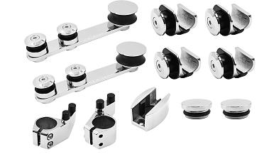 Комплект раздвижной системы для стеклянных дверей, AISI 304, полированный t405 купить в Самаре