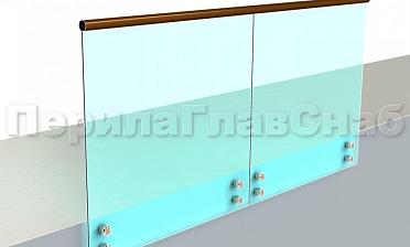 Ограждение с деревянным поручнем на точечном креплении купить в Самаре