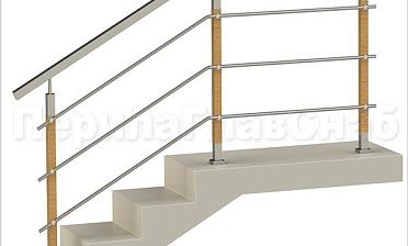 Три ригеля на держателях, квадратные поручень и деревянные стойки купить в Самаре