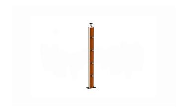 Дизайнерская плоская комбинированная стойка в сборе из шлифованной нержавеющей стали и древесины дуба с четырьмя ригеледержателями k742-2 купить в Самаре