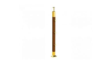 Готовая стойка 40х40х950 мм, деревянная, со вставками из нержавеющей стали 2х100 мм с 3 ригеледержателями k740-1-G купить в Самаре