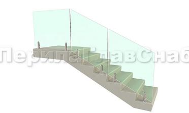 Цельностеклянное лестничное ограждение на министойках из нержавеющей стали для крыльца купить в Самаре