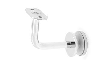 Держатель поручня на стекло 10-17 мм, с ложементом на плоскость, вынос 60х70 мм, Ø43х5 мм, нержавеющая сталь AISI 304, полированная k008-4 купить в Самаре