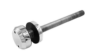 Стеклодержатель Ø50х10х18, шпилька М16х205 мм, для стекла 8-40 мм, AISI (201), с возможностью регулировки выноса до 65 мм, для торцевого крепления стекла, полированный, литой k277-3 купить в Самаре