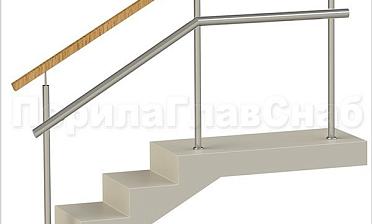 Ограждения с квадратным деревянным поручнем и дополнительным поручнем без ригелей купить в Самаре