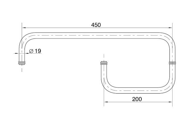 Дверная ручка 19х450х200 мм, черная, aisi 304 t626 BL 2