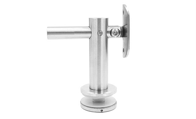 Выносной держатель поручня на стекло 8-20 мм, регулируемый, с ложементом, шлифованный, (AISI 304) k241 6