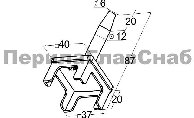Наконечник палец (солдатик) на стойку из профильной трубы 40х40х1.5 мм, литой, усеченный, облегченный, полированный, нержавеющий AISI 304 k285-2 2