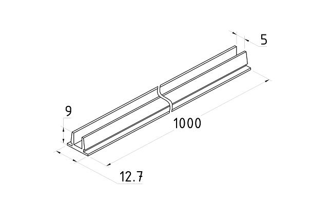 Профиль-заглушка для напольного профиля t756, длина 1000мм, t764 AL PSS 2