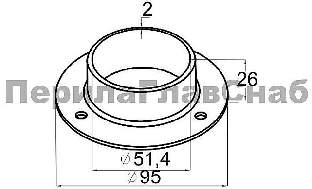 Фланец штампованный, полированный для Ø50.8 мм, толщина 2 мм (AISI 304) k532 3