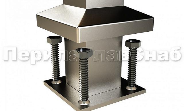 Готовая стойка 40х40х950 мм, деревянная, со вставками из нержавеющей стали 2х100 мм с 2 зажимными стеклодержателями k740-4-R 3