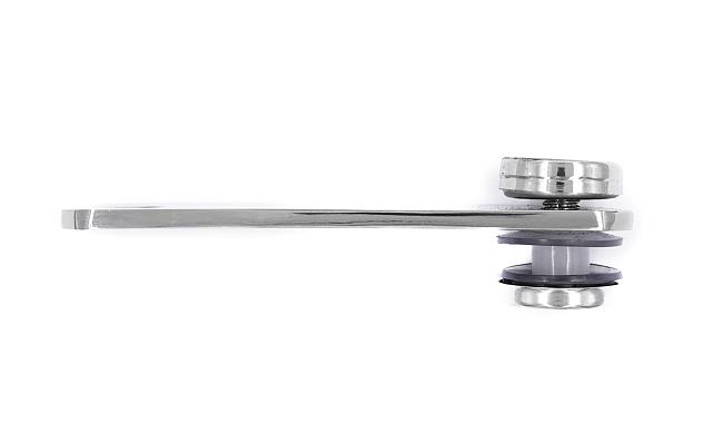 Стеклодержатель пластинчатый 2хМ8 (половинка), по центрам 85х5 мм, полированный, шайбы 5 мм штамп., под стекло 6-12 мм, (AISI 201) k047-1/2 4