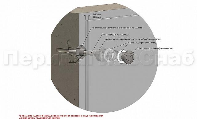 Точечный стеклодержатель Ø36x28, регулируемый, для стеклянных стен, под стекло 8-12 мм, AISI 304, полированный k084-2 2