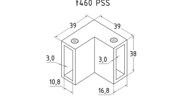 Соединитель труба-труба 90°, для трека 30х10 мм, AISI 304, полированный t460 PSS 2