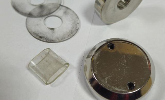 Комплект торцевого крепления несущего стекла, гайка-шайба Ø50х10х18 мм с внутренней резьбой М16(для оцинковки), полированный AISI 304, уценка k277-7-У 10