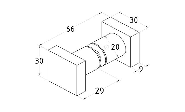 Ручка-кноб квадратная, для стекла 6-12мм, черная t669 Bl 4