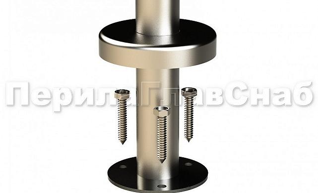 Стойка круглая Ø38.1: 2 литых зажимных стеклодержателя, полированная, высота 950 мм (AISI 304) k722-R 5