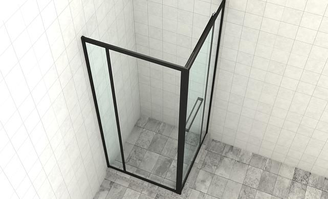 Комплект душевой с внутренней подвижной дверью,толщина стекла 8мм, 900х900х2000, AUSI 304, черная t470 Bl 6