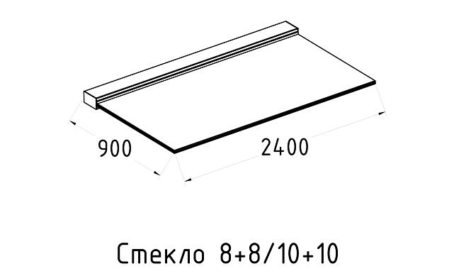 Козырек на алюминиевом профиле ,вынос до 950мм k671-100-2.4 2