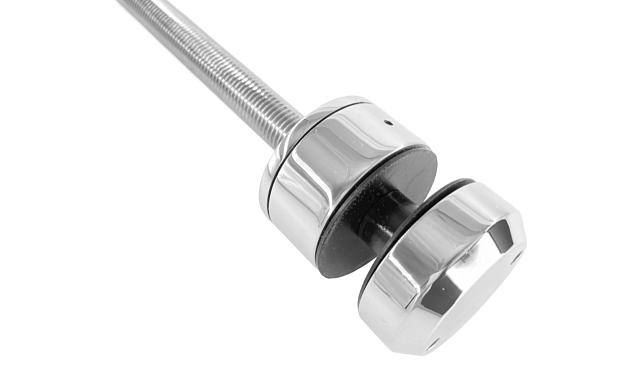 Комплект торцевого крепления несущего стекла, шпилька М16 AISI304, гайка-шайба Ø50х10мм, с регулировкой вылета 25-39мм, полированный, AISI 304 k277-11 5